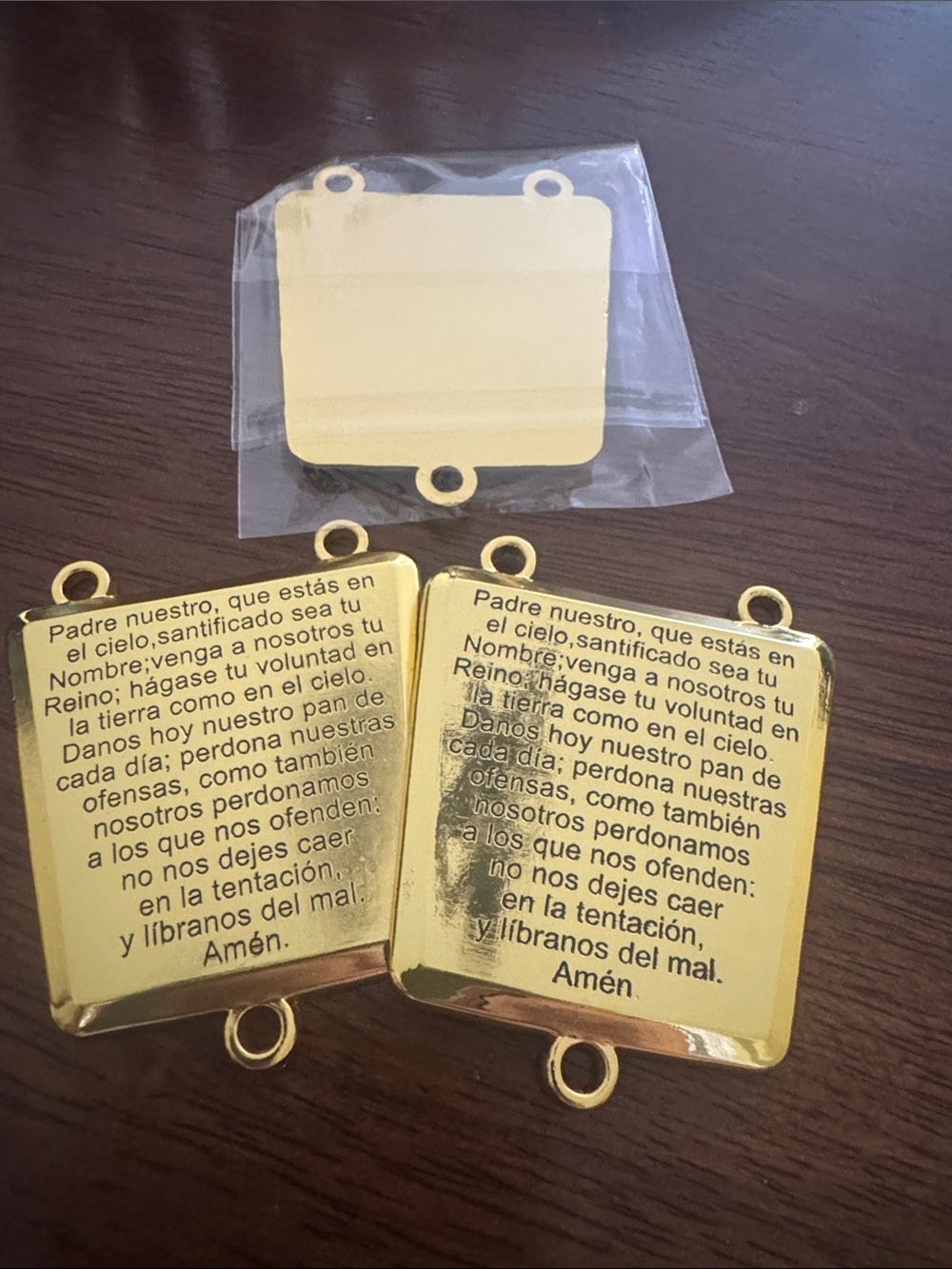 Gold Spanish Lord's Prayer Medal Connector — Unbranded